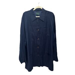 Vintage Lauren Ralph Lauren 100% Linen Safari Jacket Plus Size 3X Monogram Navy